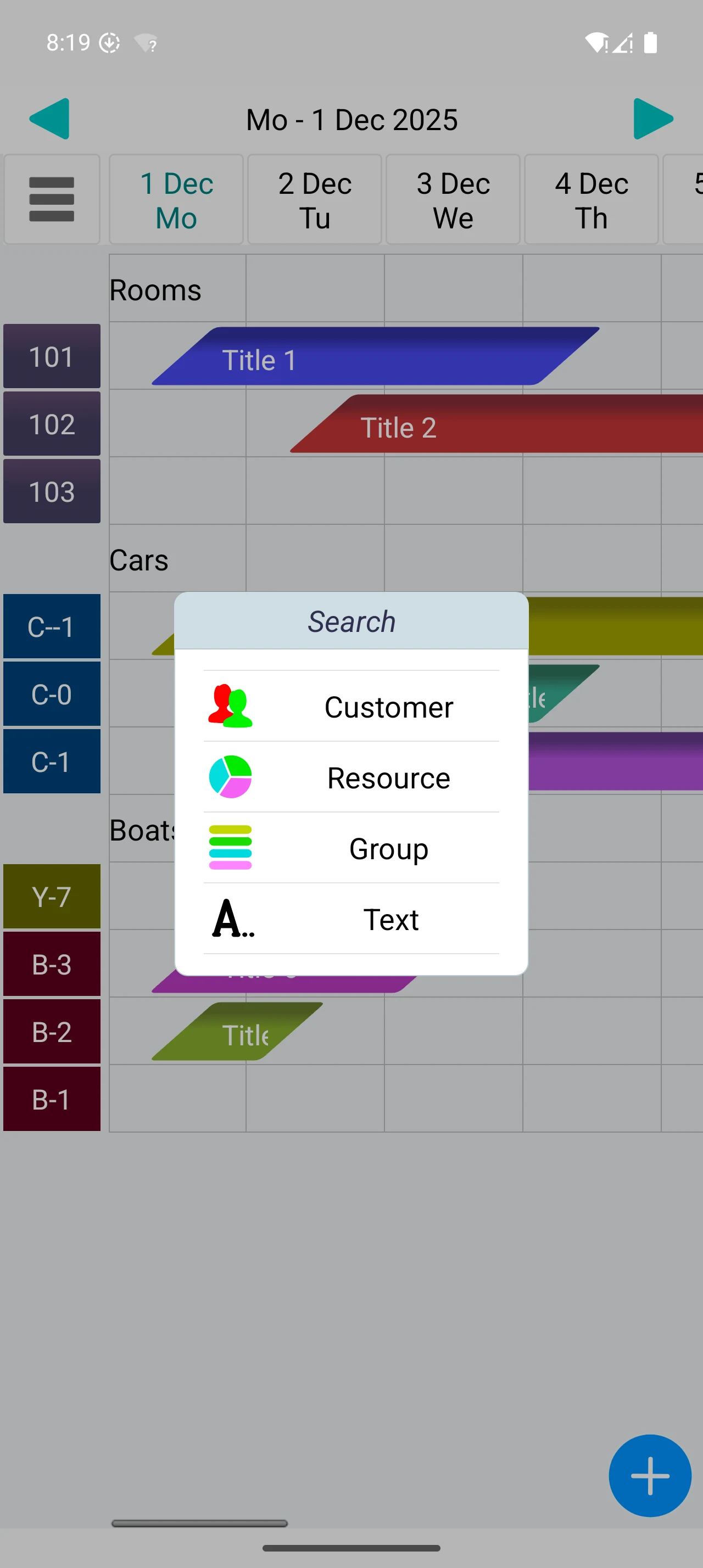 Customer Booking Manager Lt. screenshot
