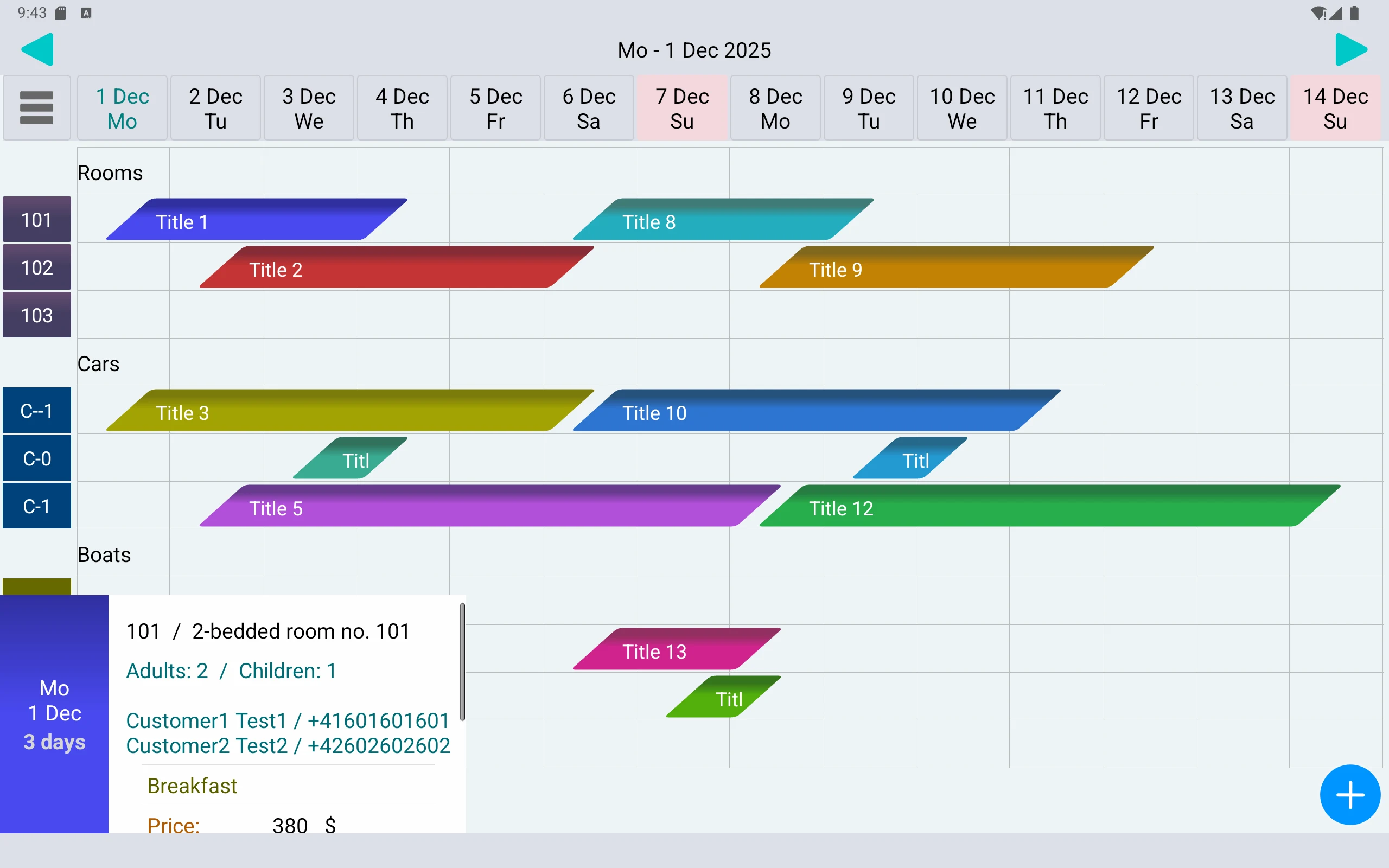 Customer Booking Manager Lt. screenshot