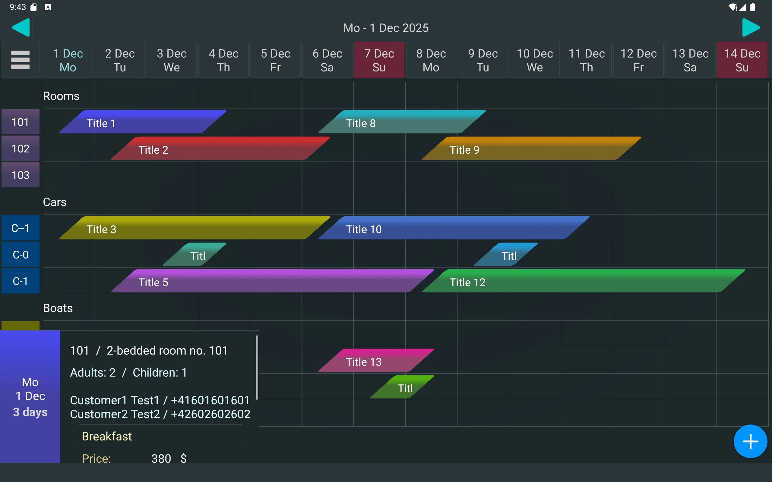 Customer Booking Manager Lt. screenshot