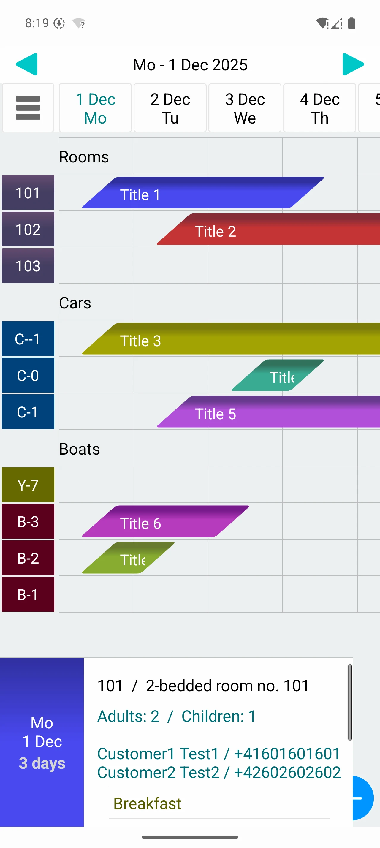 Customer Booking Manager Lt. screenshot