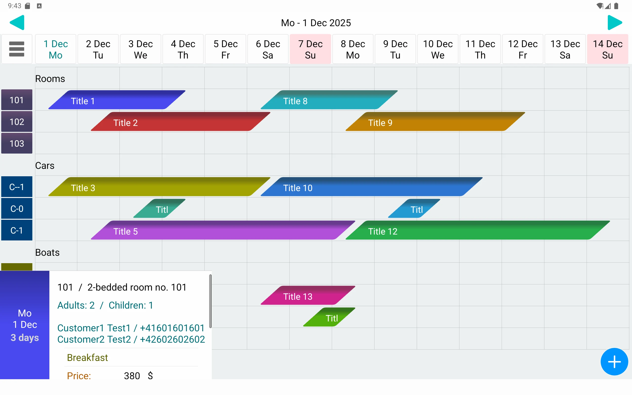 Customer Booking Manager Lt. screenshot