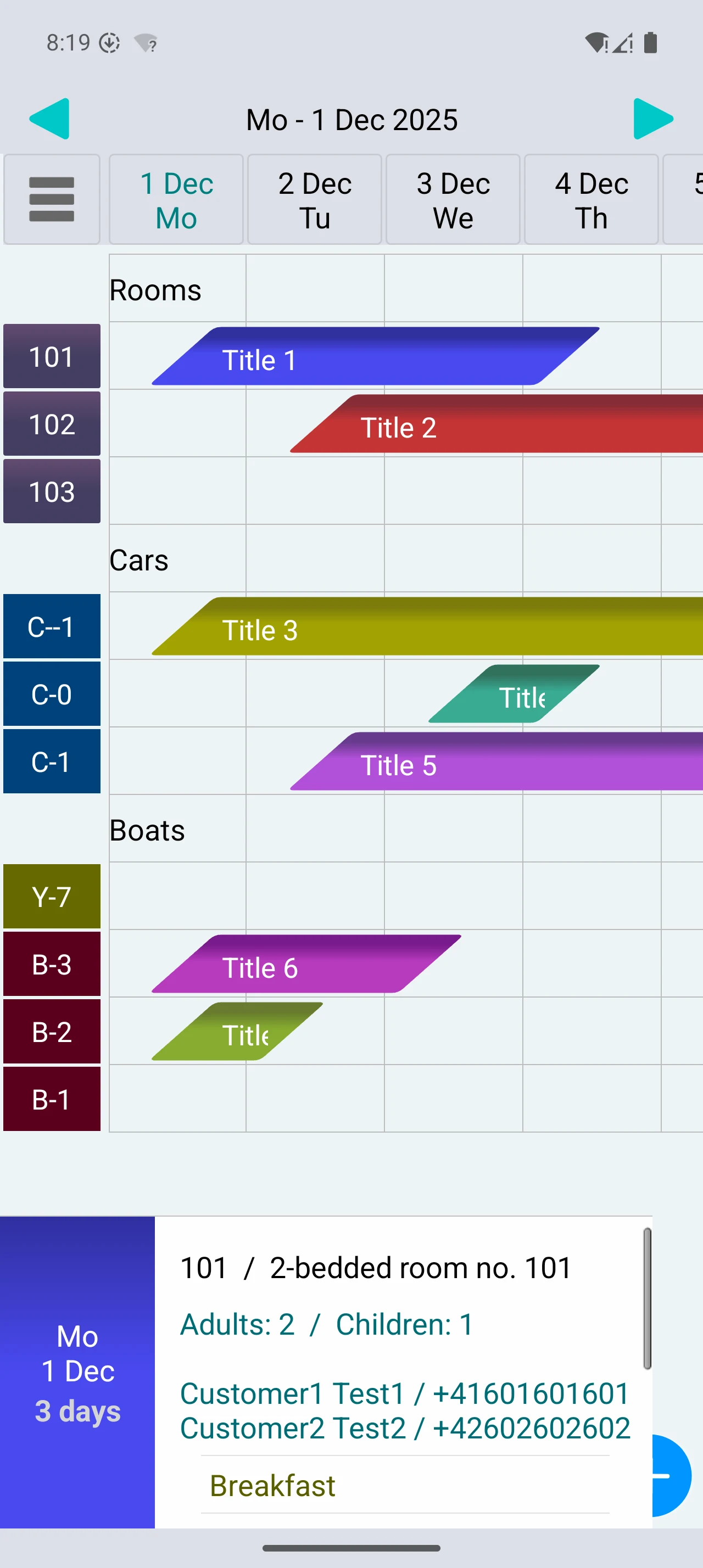 Customer Booking Manager Lt. screenshot